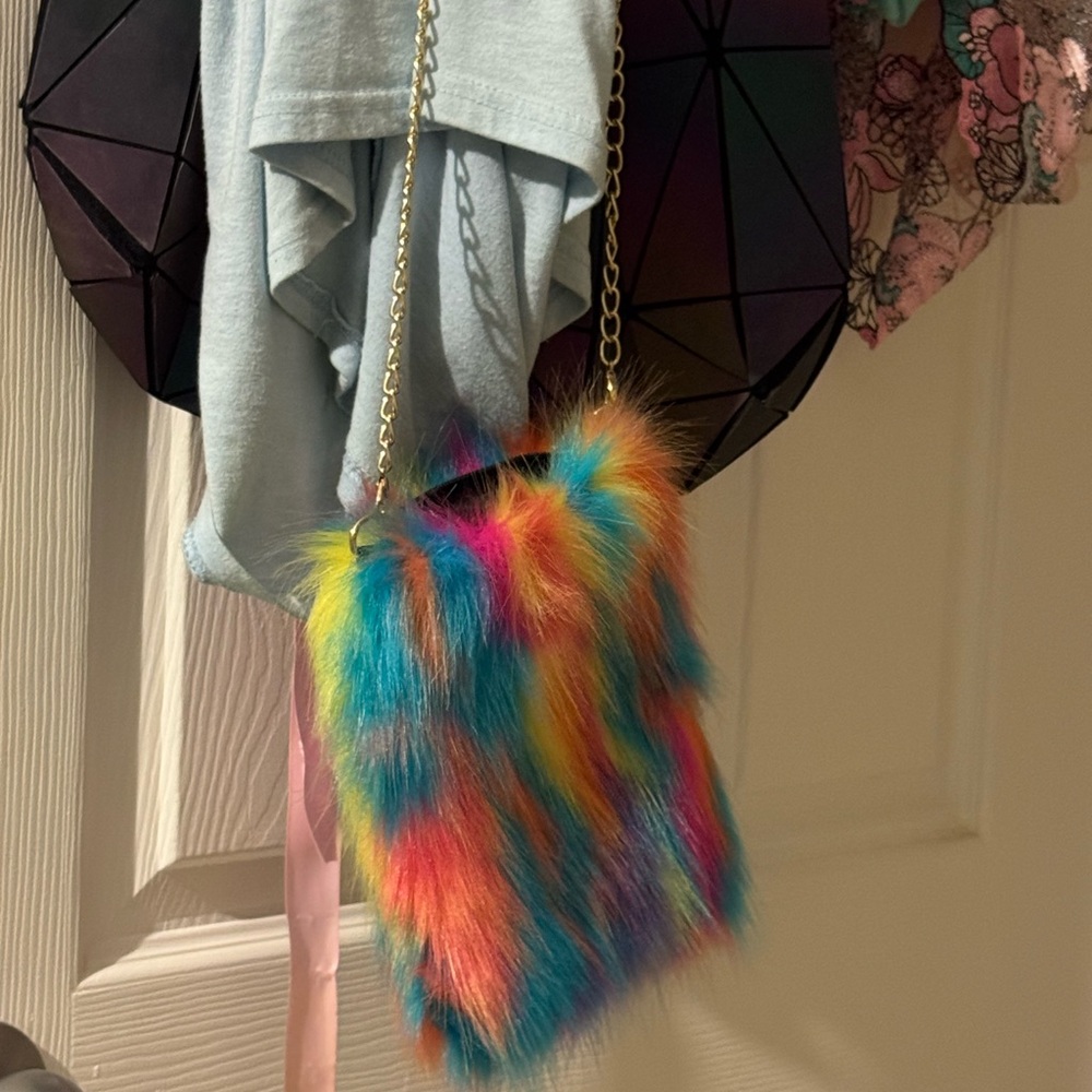 Colorful Faux Fur Crossbody Bag - Picture 3 of 3